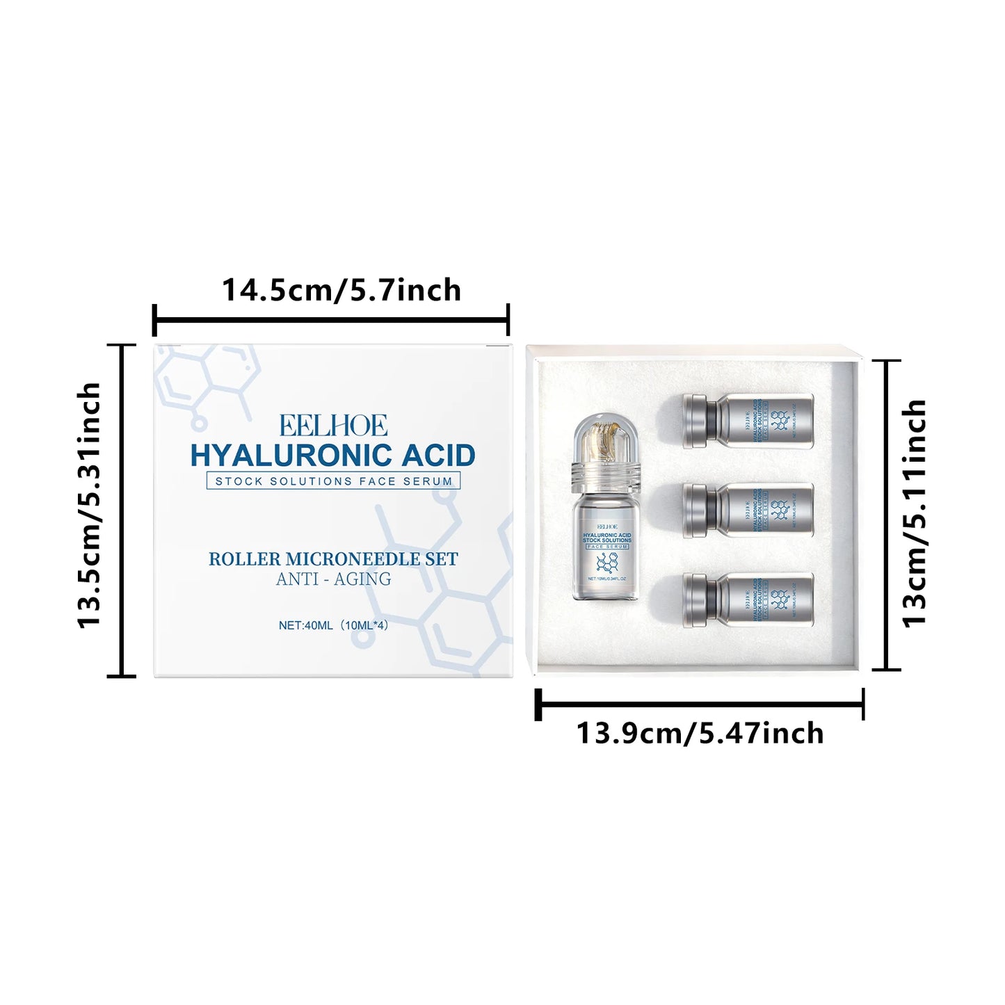 Hyaluronic Acid Hydrating Facial Serum Set with Roller Applicator